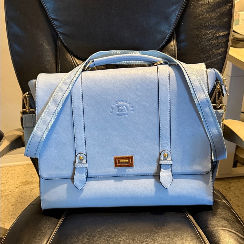 Light Blue Structured Satchel Handbag
